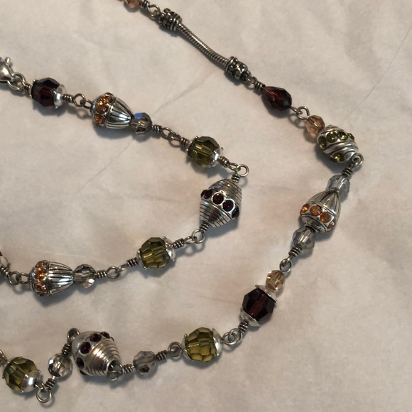 Brighton Silver Tone and Multi Colored Swarovski Crystal Beaded Necklace - Picture 5 of 7